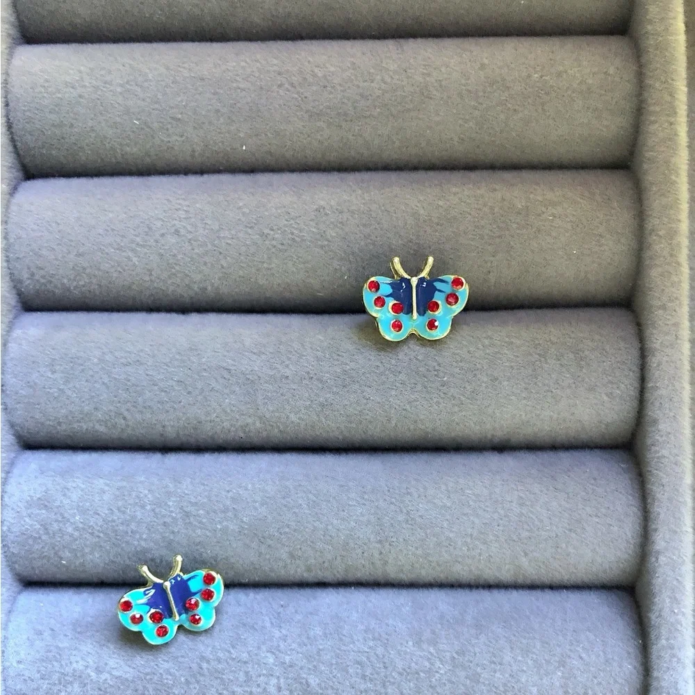✨Cute Blue Enamel butterfly StudEarrings - Picture 2 of 6